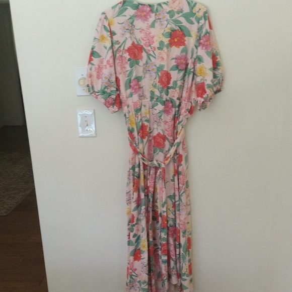 Old Navy Floral Dress with Green and Pink Accents  Wrap Blush English Rose - Picture 5 of 10